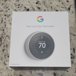 Google Nest Thermostat - Silver Finish - NEW